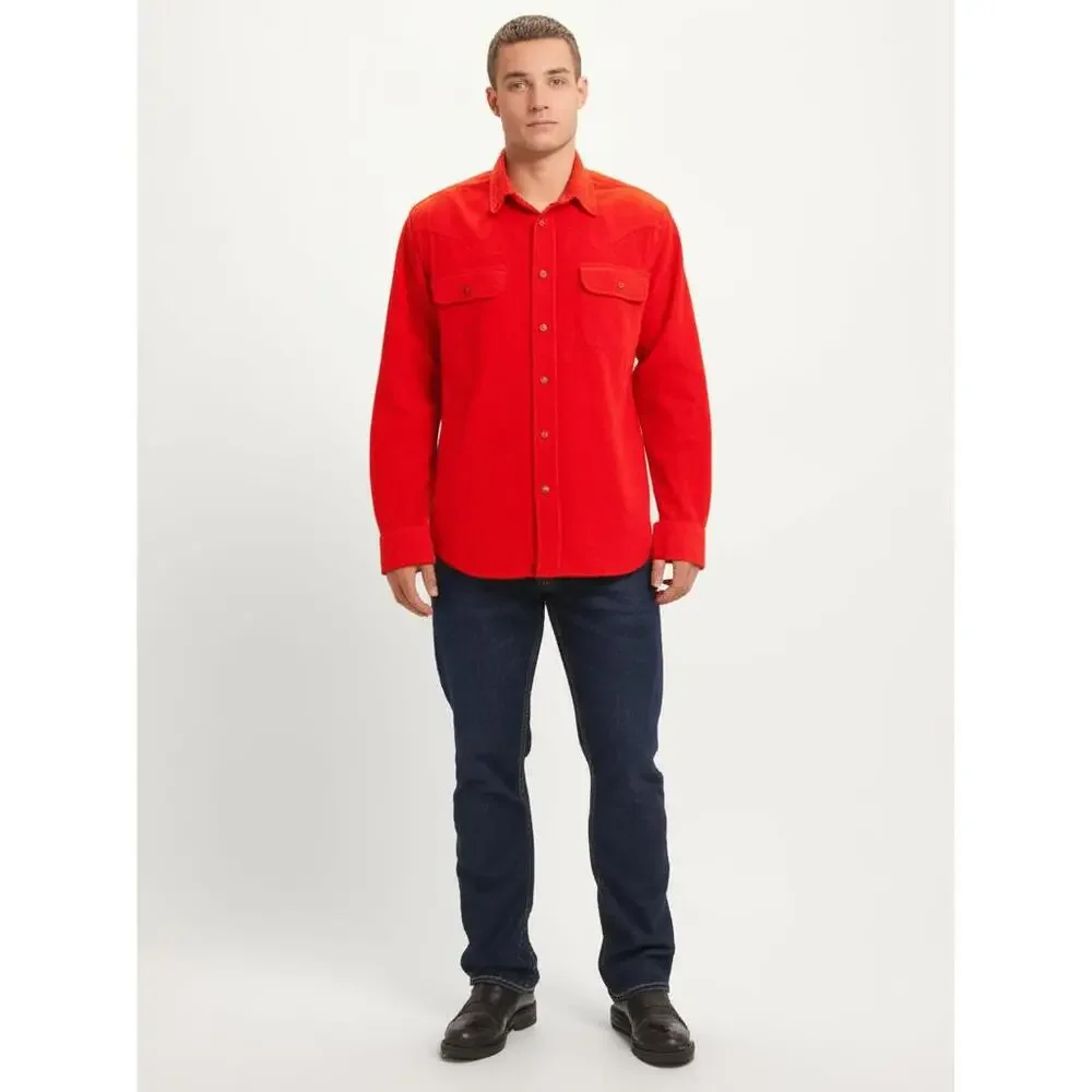 Levi Strauss Mens M Red Authentic‎ Western 1950s Short Horn Shirt